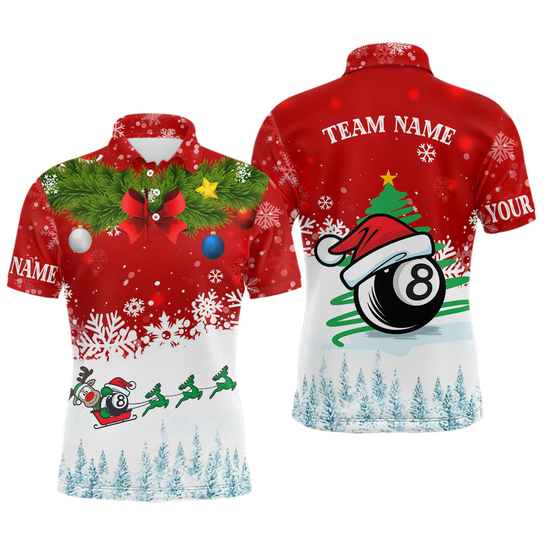 Funny Christmas Billiard 8 Ball Pool Polo Shirts Custom Men Christmas Shirts For Billiard Lover TDM0534