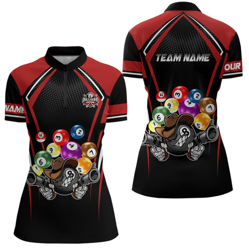 Personalized Funny Billiard Balls Women Quarter-Zip Shirts Custom Team Name Billiard Jerseys TDM0536