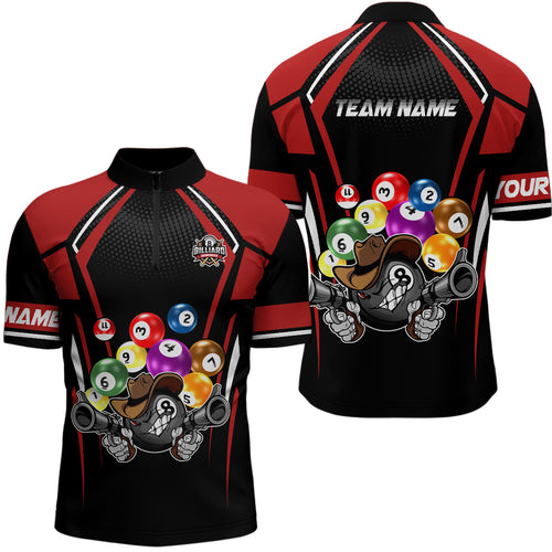 Personalized Funny Billiard Balls Men Quarter-Zip Shirts Custom Team Name Billiard Jerseys TDM0536