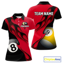 Load image into Gallery viewer, Black And Red Billiard 8 Ball &amp; 9 Ball Pool Shirt For Women Custom Billiard Team Jersey Uniform TDM5162