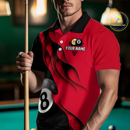 Black And Red Billiard 8 Ball & 9 Ball Pool Shirt For Men Custom Billiard Team Jersey Uniform TDM5162