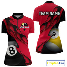 Load image into Gallery viewer, Black And Red Billiard 8 Ball &amp; 9 Ball Pool Shirt For Women Custom Billiard Team Jersey Uniform TDM5162