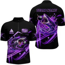 Load image into Gallery viewer, Purple 8 Ball Pool Billiard Shark Polo &amp; Quarter Zip For Men Custom Team League Billiard Jerseys TDM3407