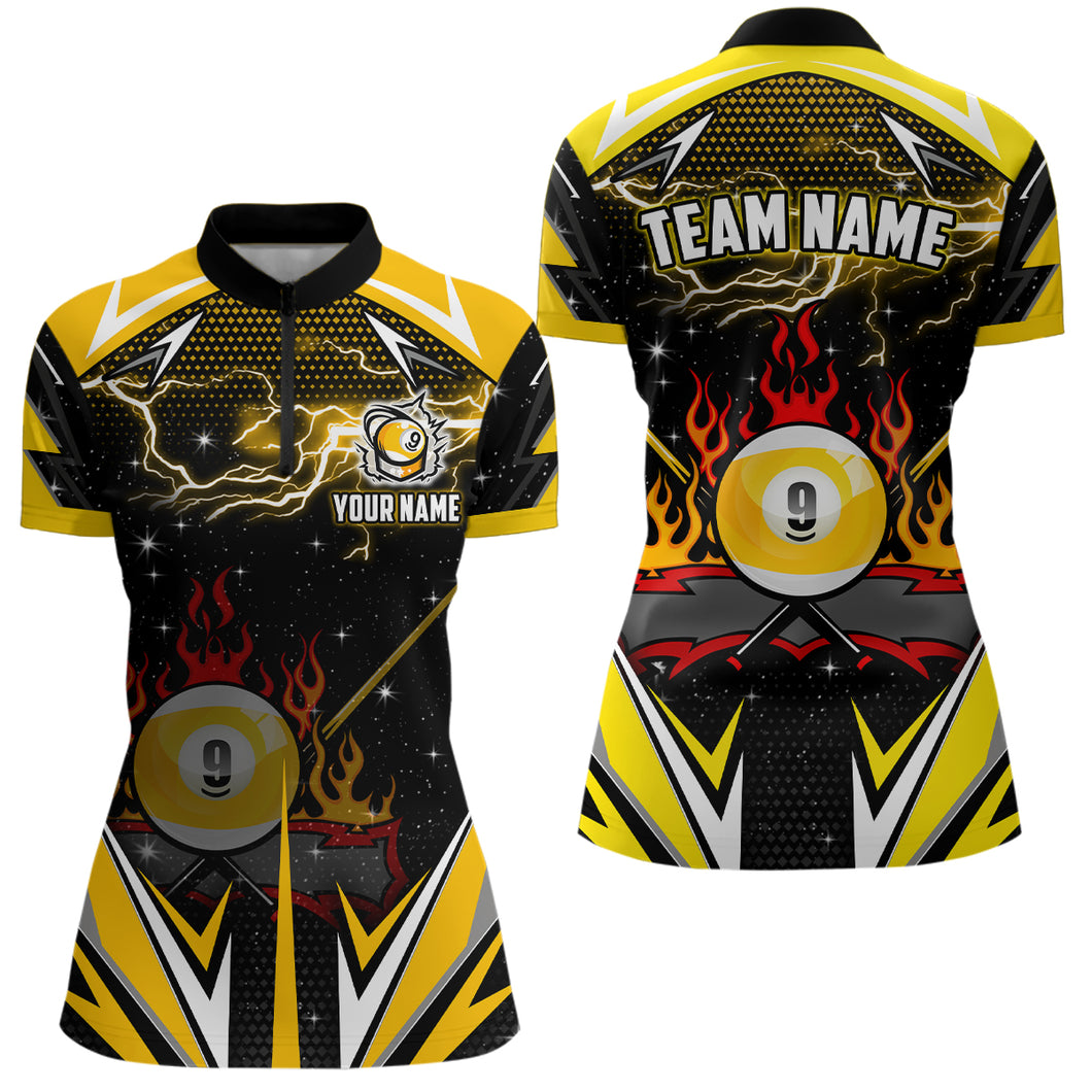 9 Ball Pool Billiard Jerseys Custom 3D Women Quarter-Zip Shirts Team League Billiard Shirts TDM1205