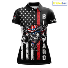 Load image into Gallery viewer, Funny Tornado US Flag 8 Ball Billiard Shirt For Women Custom Pool Team Jersey Polo &amp; Quarter Zip TDM6049