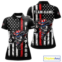 Load image into Gallery viewer, Funny Tornado US Flag 8 Ball Billiard Shirt For Women Custom Pool Team Jersey Polo &amp; Quarter Zip TDM6049