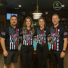 Load image into Gallery viewer, Funny Tornado US Flag 8 Ball Billiard Shirt For Women Custom Pool Team Jersey Polo &amp; Quarter Zip TDM6049
