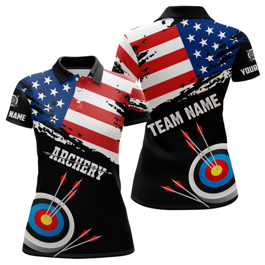 Personalized Grunge USA Flag Archery Shirts For Women Custom Patriotic 4Th Of July Archery Jerseys TDM1794