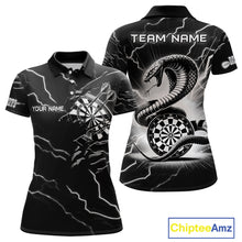 Load image into Gallery viewer, Custom Women's Dart Shirt – Black &amp; White Lightning Cobra Design – Personalized Dart Team Jersey TDM3882