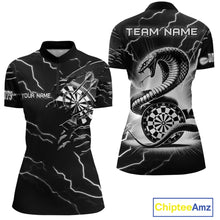 Load image into Gallery viewer, Custom Women's Dart Shirt – Black &amp; White Lightning Cobra Design – Personalized Dart Team Jersey TDM3882