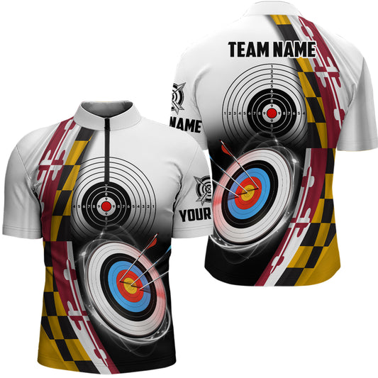 Personalized Maryland Flag 3D Target Archery Shirts For Men Custom Patriotic Archery Team Jerseys TDM1798