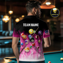 Load image into Gallery viewer, Pink Billiard Jersey For Men Custom Thunder Lightning 3D Pool Balls Team Jersey Polo &amp; 1/4 Zip TDM4562