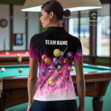 Load image into Gallery viewer, Pink Billiard Jersey For Women Custom Thunder Lightning 3D Pool Balls Team Jersey Polo &amp; 1/4 Zip TDM4562