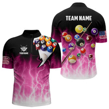 Load image into Gallery viewer, Pink Billiard Jersey For Men Custom Thunder Lightning 3D Pool Balls Team Jersey Polo &amp; 1/4 Zip TDM4562