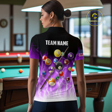 Load image into Gallery viewer, Purple Billiard Jersey For Women Custom Thunder Lightning 3D Pool Balls Team Jersey Polo &amp; 1/4 Zip TDM4563