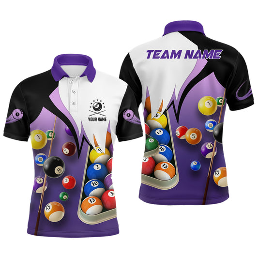 Personalized Billiard Ball Set 3D Polo Shirts For Men, Billiard Shirts Design For Pool Player TDM0081