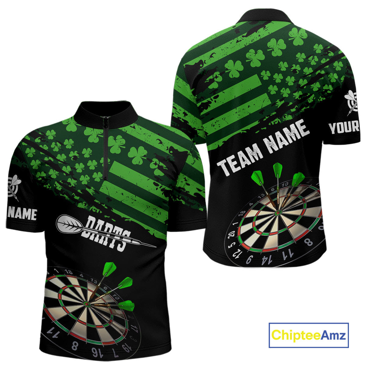 Personalized US Flag St Patrick Day Dart Shirts For Men Custom Luckiest Shamrock Darts Jerseys TDM5709