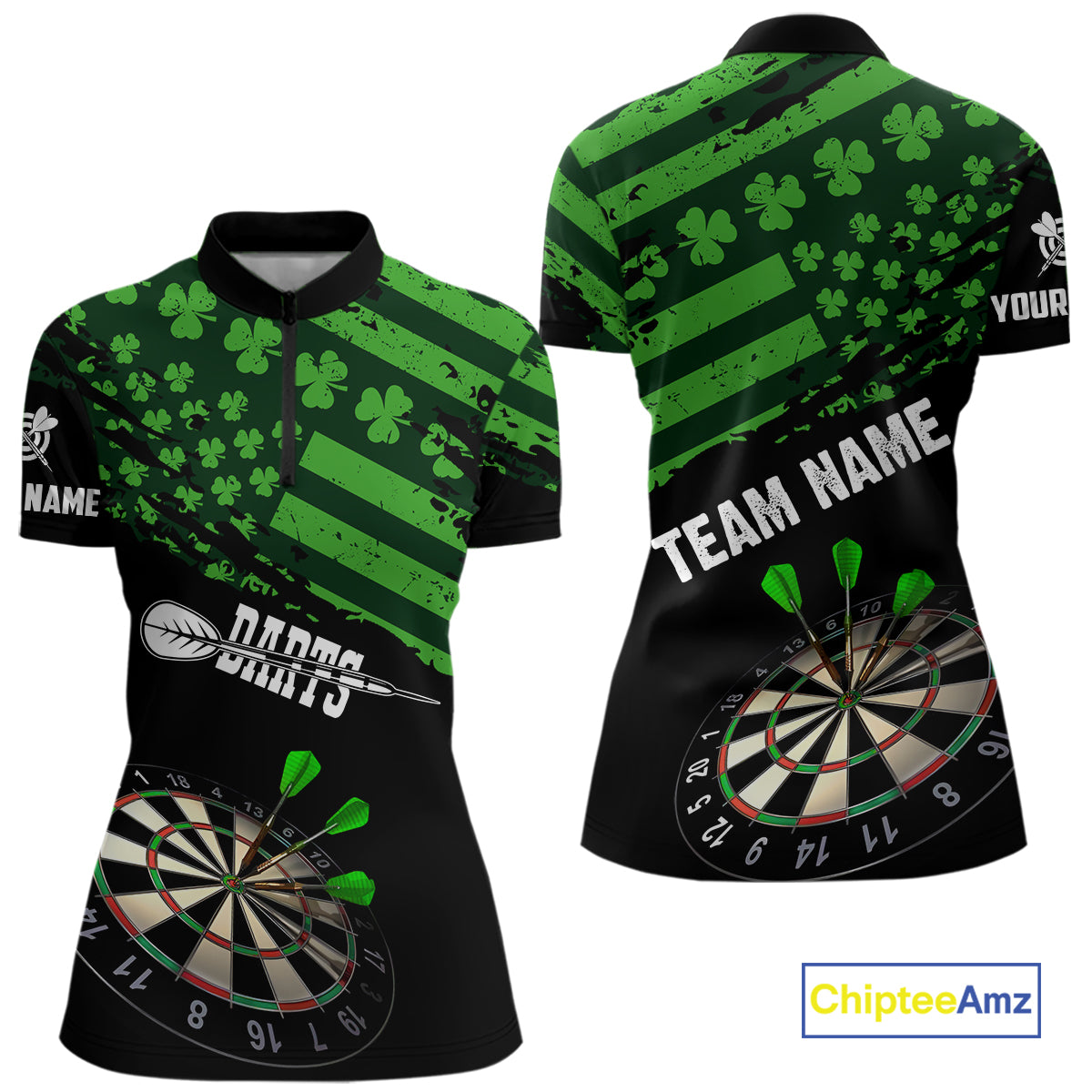 Personalized US Flag St Patrick Day Dart Shirts For Women Custom Luckiest Shamrock Darts Jerseys TDM5709