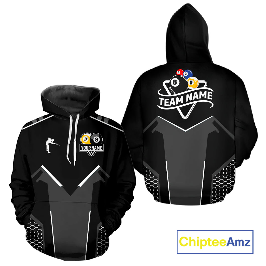 Personalized 8 Ball & 9 Ball Billiard Hoodie Custom Pool Team Jersey Hoodie For Men And Women |White TDM3547