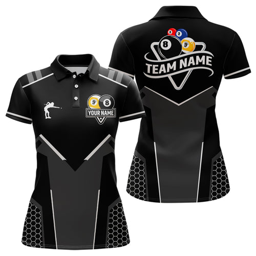 Personalized 8 Ball & 9 Ball Pool Billiard Polo, 1/4 Zip For Women Custom Team Billiard Jersey |White TDM3547