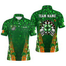 Load image into Gallery viewer, Personalized Luckiest Green Shamrock Skull Dart Shirts For Men Custom St Patrick Day Dart Jerseys TDM3554