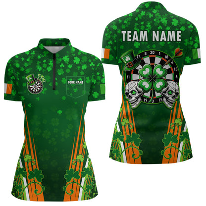 Luckiest Shamrock Skull Dart Shirts For Women Custom Patrick Day Dart Jerseys TDM3554