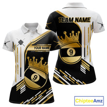 Load image into Gallery viewer, Personalized Golden 9 Ball Pool Crown Billiard Shirt For Women Custom Billiard Team Jerseys Uniform TDM4183