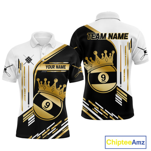 Personalized Golden 9 Ball Pool Crown Billiard Shirt For Men Custom Billiard Team Jerseys Uniform TDM4183