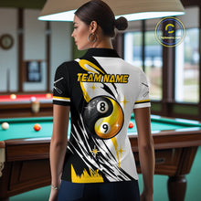 Load image into Gallery viewer, Personalized Yin-Yang Billiard Shirt For Women Custom 8 &amp; 9 Ball Funny Pool Team Jersey |Yellow TDM4572