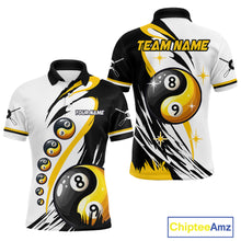 Load image into Gallery viewer, Personalized Yin-Yang Billiard Shirt For Men Custom 8 &amp; 9 Ball Funny Pool Team Jersey |Yellow TDM4572