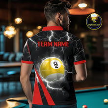 Load image into Gallery viewer, Black And Red 8 Ball 9 Ball Lightning Billiard Shirt For Men Custom Pool Team Jersey Polo, 1/4 Zip TDM6323