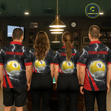 Load image into Gallery viewer, Black And Red 8 Ball 9 Ball Lightning Billiard Shirt For Women Custom Pool Team Jersey Polo, 1/4 Zip TDM6323