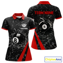 Load image into Gallery viewer, Black And Red Glass Break 8 Ball Billiard Shirt For Women Custom Pool Team Jersey Polo &amp; 1/4 Zip TDM6324