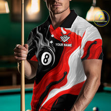 Load image into Gallery viewer, Personalized Black, Red And White 8 Ball Flame Billiard Shirt For Men Custom Pool Team Jerseys TDM4188