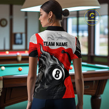 Load image into Gallery viewer, Personalized Black, Red And White 8 Ball Flame Billiard Shirt For Women Custom Pool Team Jerseys TDM4188