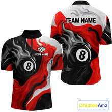 Load image into Gallery viewer, Personalized Black, Red And White 8 Ball Flame Billiard Shirt For Men Custom Pool Team Jerseys TDM4188