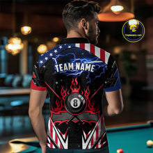 Load image into Gallery viewer, 8 Ball Pool Billiard Jersey Custom Lightning American Flag Men Billiard Shirts, 8 Ball Team Shirts TDM4579