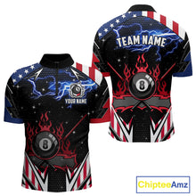 Load image into Gallery viewer, 8 Ball Pool Billiard Jersey Custom Lightning American Flag Men Billiard Shirts, 8 Ball Team Shirts TDM4579