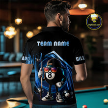 Load image into Gallery viewer, Blue Funny 8 Ball Billiard Shirt For Men Custom Pool Team Shirt, Billiard Jersey Polo &amp; 1/4 Zip TDM5205