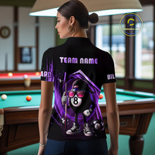 Load image into Gallery viewer, Purple Funny 8 Ball Billiard Shirt For Women Custom Pool Team Shirt, Billiard Jersey Polo &amp; 1/4 Zip TDM5207