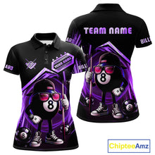Load image into Gallery viewer, Purple Funny 8 Ball Billiard Shirt For Women Custom Pool Team Shirt, Billiard Jersey Polo &amp; 1/4 Zip TDM5207