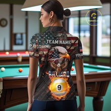 Load image into Gallery viewer, American Flag 8 Ball &amp; 9 Ball Fire Custom Eagle Billiard Shirt For Women, Patriotic Pool Team Jersey TDM5932
