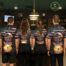 Load image into Gallery viewer, American Flag 8 Ball &amp; 9 Ball Fire Custom Eagle Billiard Shirt For Women, Patriotic Pool Team Jersey TDM5932