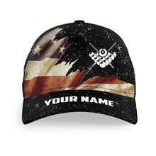 Load image into Gallery viewer, Personalized Retro American Flag Billiards Caps, Custom Patriotic Billiard Hats Gifs TDM0922