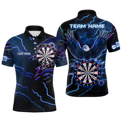 Personalized Thunder Lightning Eagle Blue Darts Shirt Polo & Quarter Zip For Men Dart Team Jersey TDM3580