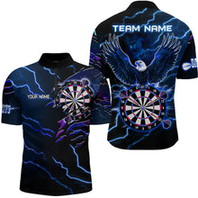 Load image into Gallery viewer, Personalized Thunder Lightning Eagle Blue Darts Shirt Polo &amp; Quarter Zip For Men Dart Team Jersey TDM3580