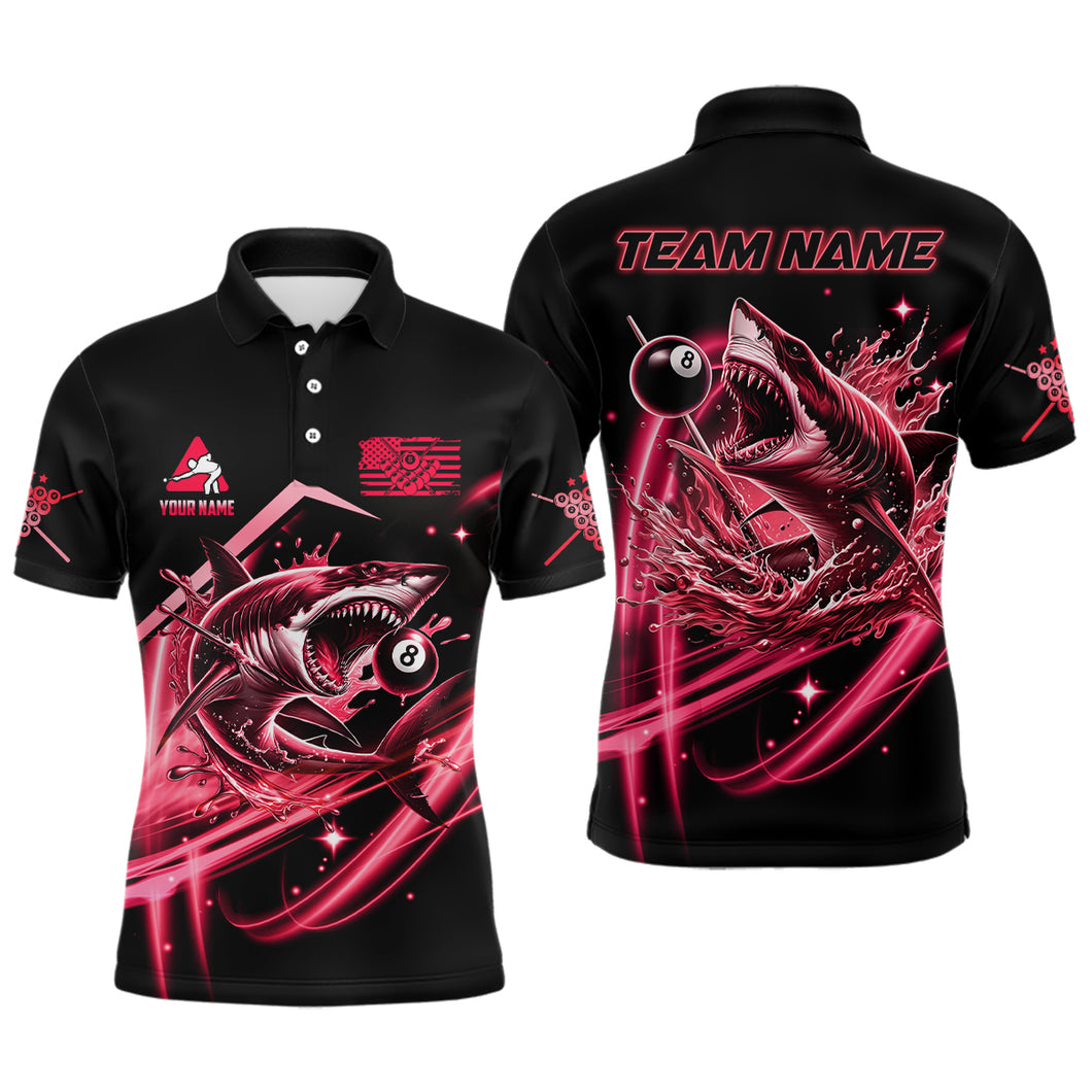 Red 8 Ball Pool Billiard Shark Polo & Quarter Zip For Men Custom Team League Billiard Jersey TDM3731