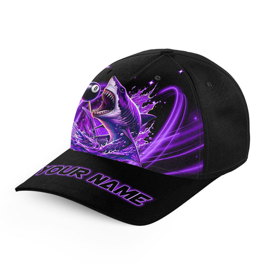 Personalized Purple 8 Ball Shark Billiard Hats For Pool Player Custom 3D Billiard Baseball Caps TDM3734