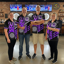 Load image into Gallery viewer, Black And Purple Flaming Smoke Darts Shirt For Women Custom Darts Jersey Team Polo &amp; 1/4 Zip TDM6096
