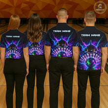 Load image into Gallery viewer, Neon Funny Shark Bowling Jersey Polo &amp; 1/4 Zip For Women Custom Bowling Team Jersey, Bowling Uniform TDM6360